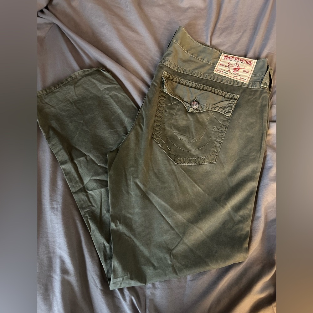 True Religion Men's Olive Relaxed Jeans